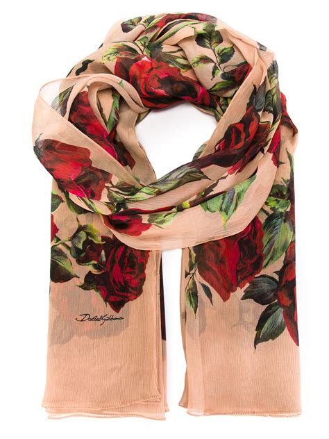 dolce gabbana rose print scarf